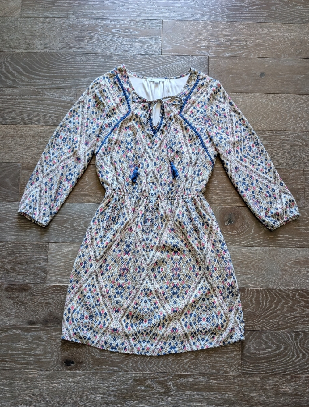 DR2 Geometric Print Long Sleeve Dress Size Small